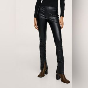 COPY - Mango leather-effect leggings with split hems.